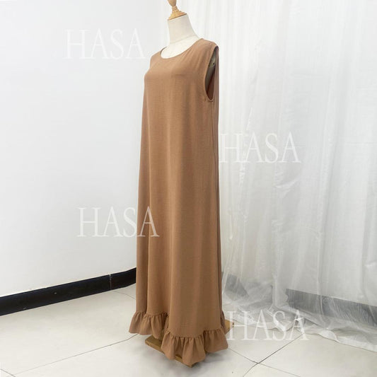 HS5860 Fashionable Imitation Linen Solid Color Robe, Breathable and Comfortable Leading The Trend abaya girl