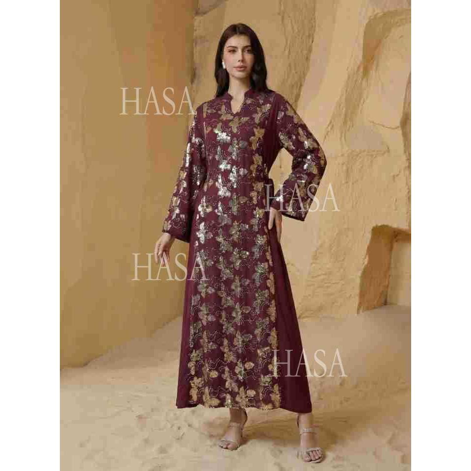 HASA HS6762 Elegant Waist Tie Occasion Abaya