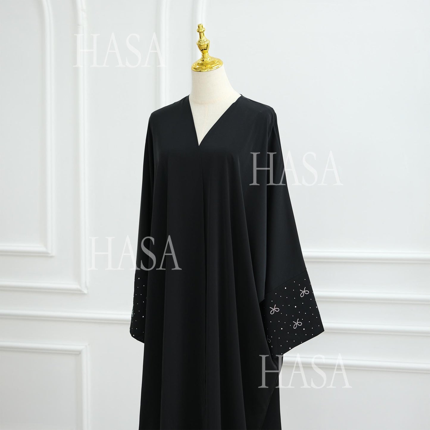 HS6492  Long-sleeved Robe with Bow and Beading