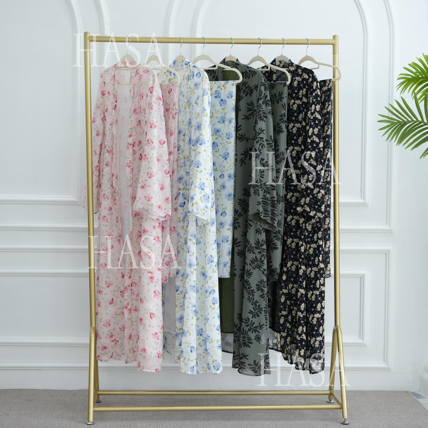 HS6515 Summer Printed Chiffon Jacket and Headscarf Two-Piece Set