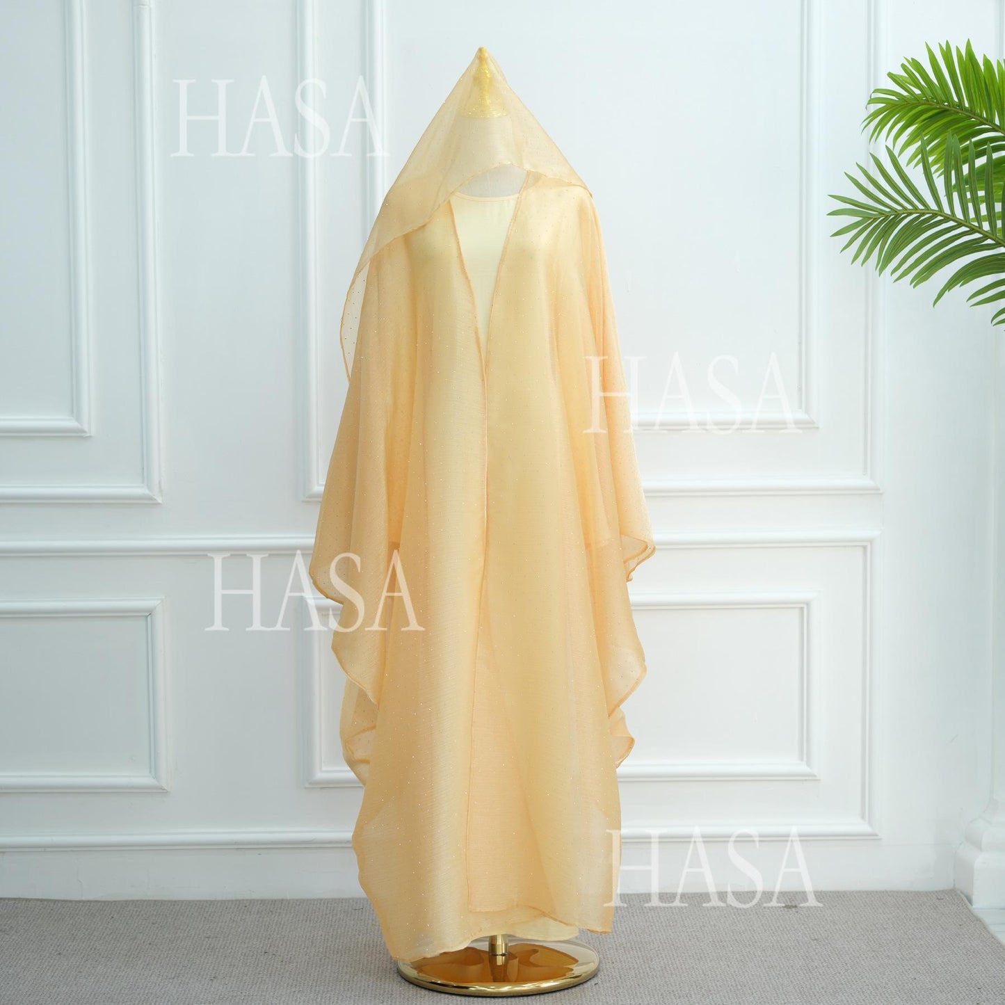 HS6493 Lightweight Ice Flower Ruffle Textured Rhinestone Robe Three-Piece Set