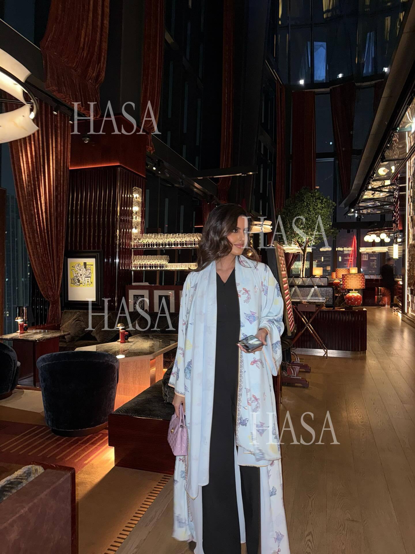 HASA HS6808 Modest Floral Maxi Abaya Cardigan