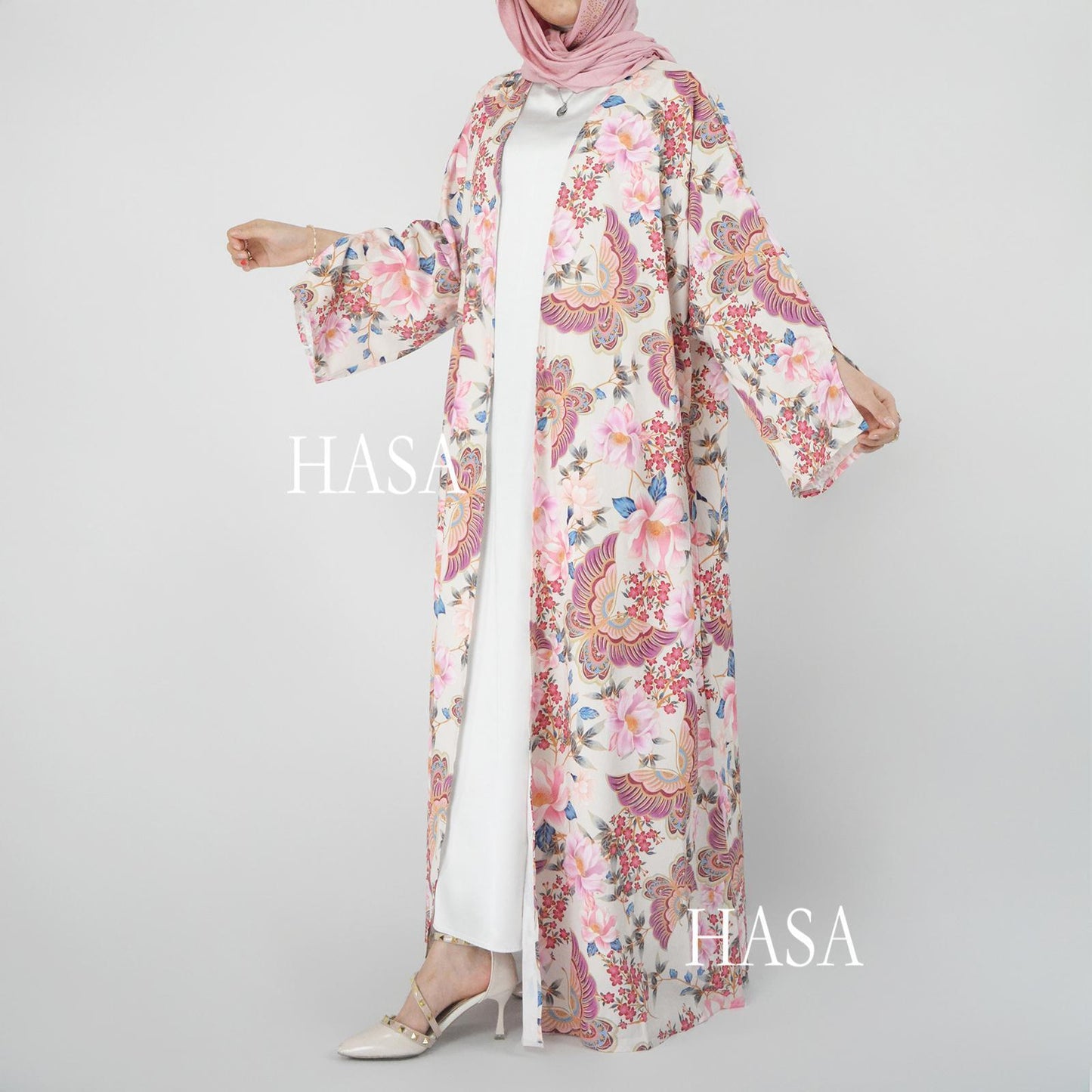 HS6323 Airy Summer Cardigan with Delicate Floral Prints