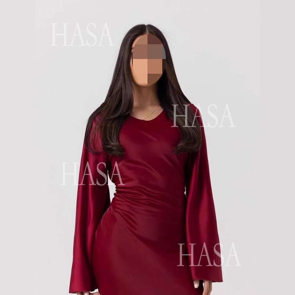 HS6491 Elegant Bell Sleeve Maxi Dress