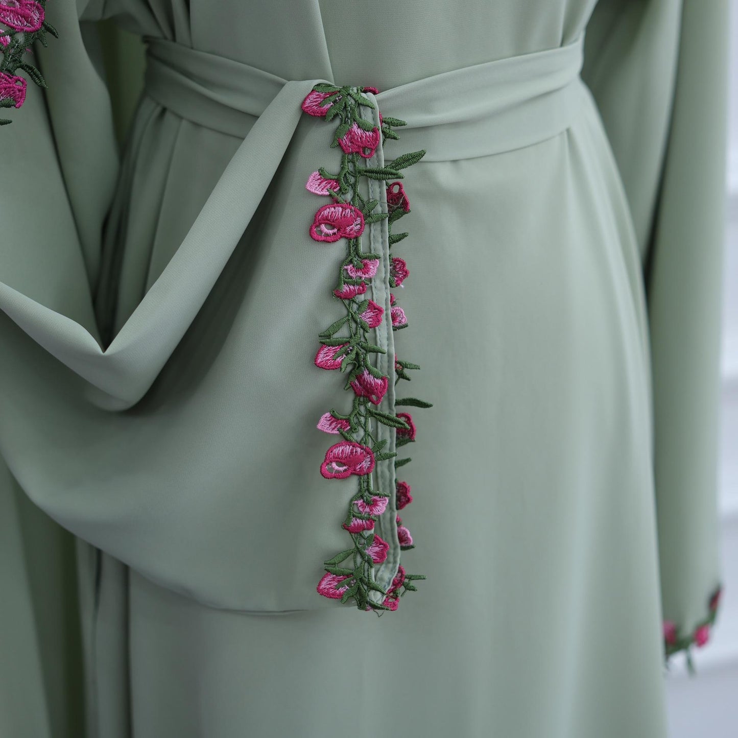 HASA HS6814 Loriya Pink Lace Stitching Two-piece Dress + Headscarf