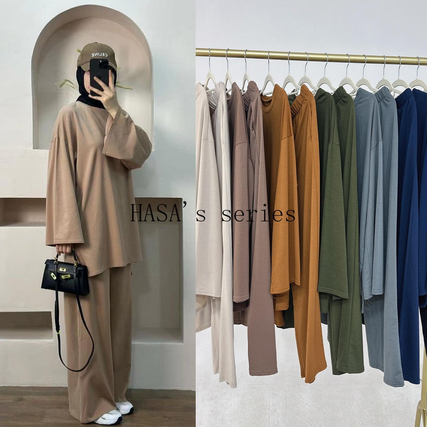 HS5488 Fashionable and Comfortable Loose Two-piece Suit - Simple Solid Color Design two  piece co  ords