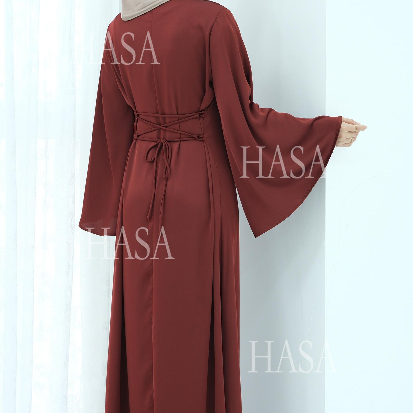 HS6478 Simple Long Dress with Wide Sleeves, One-piece and Smooth Style