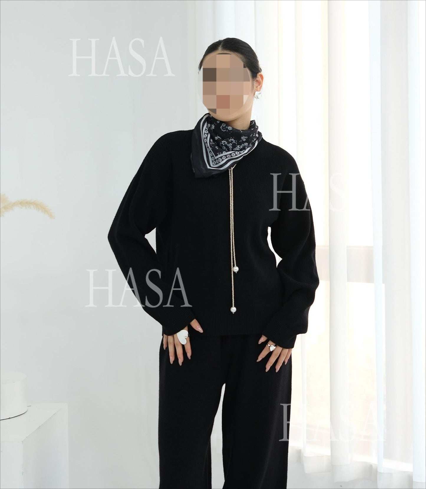 HS6595 Autumn and Winter Thickened Knitted Suit (Not Including Headscarf) | Simple Solid Color Two-Piece Suit