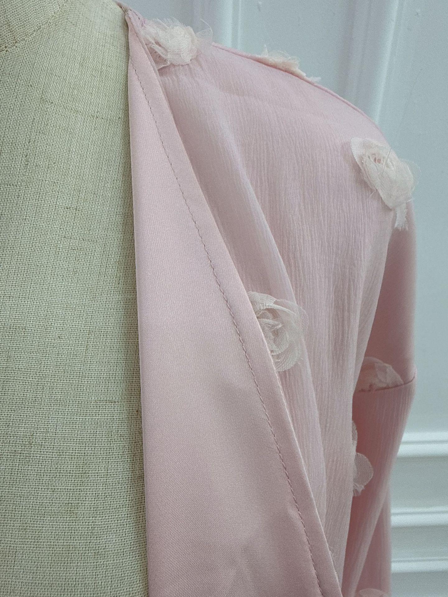 HASA HS6782 Graceful Floral Pink Abaya with Matching Scarf