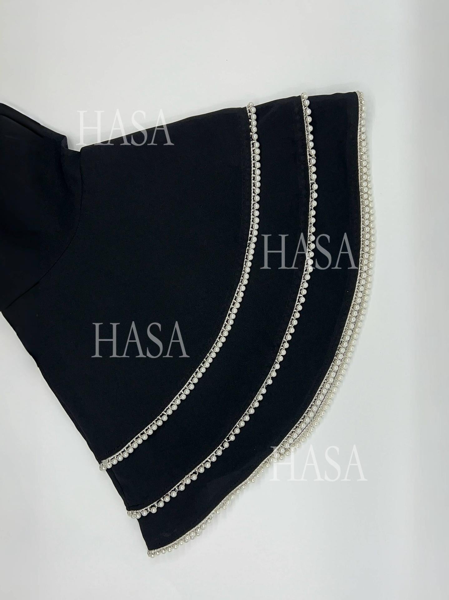HS6543 Elegant Abaya with Hand-Embroidered Pearl Details