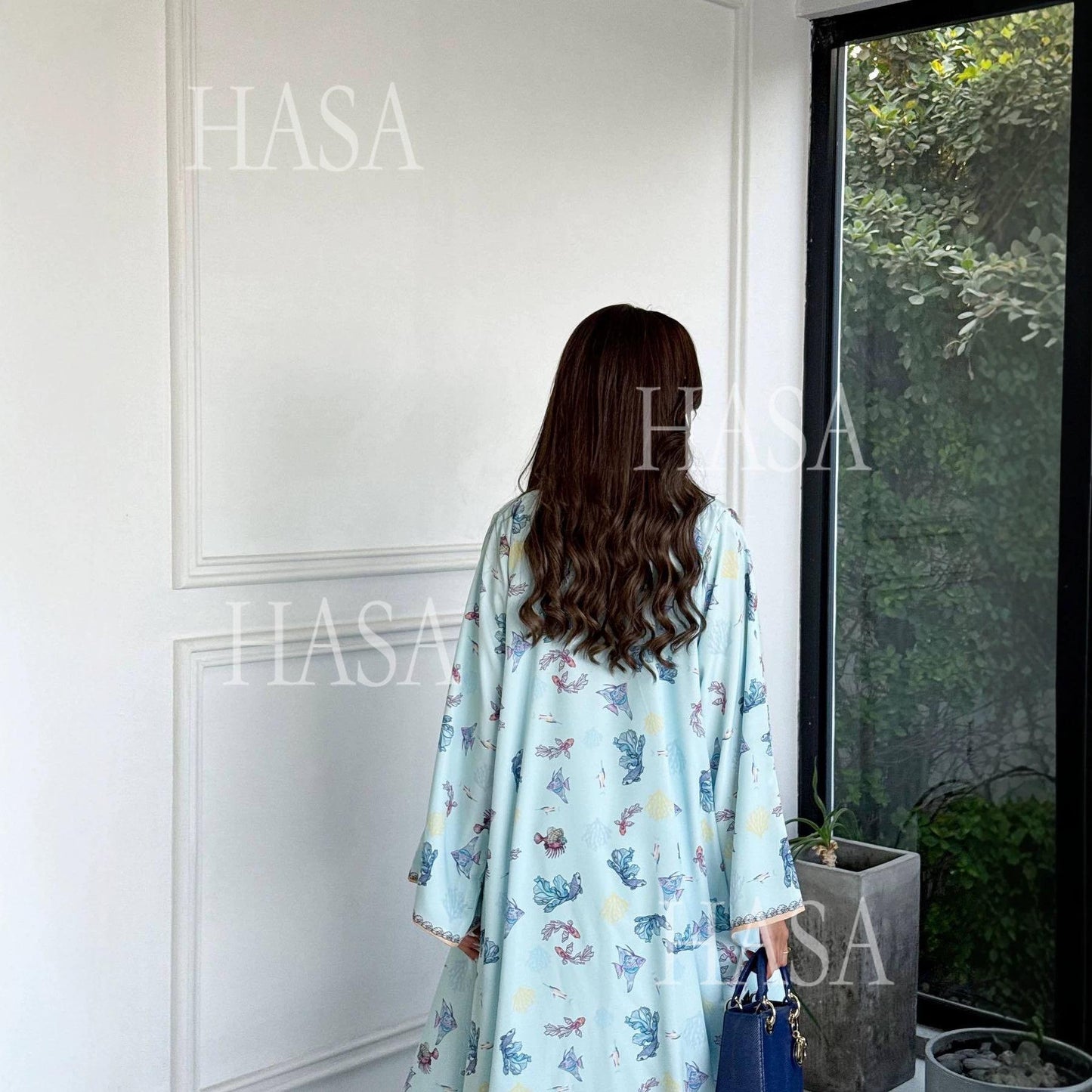 HASA HS6808 Modest Floral Maxi Abaya Cardigan