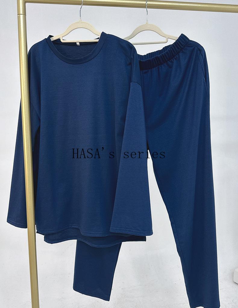 HS5488 Fashionable and Comfortable Loose Two-piece Suit - Simple Solid Color Design two  piece co  ords