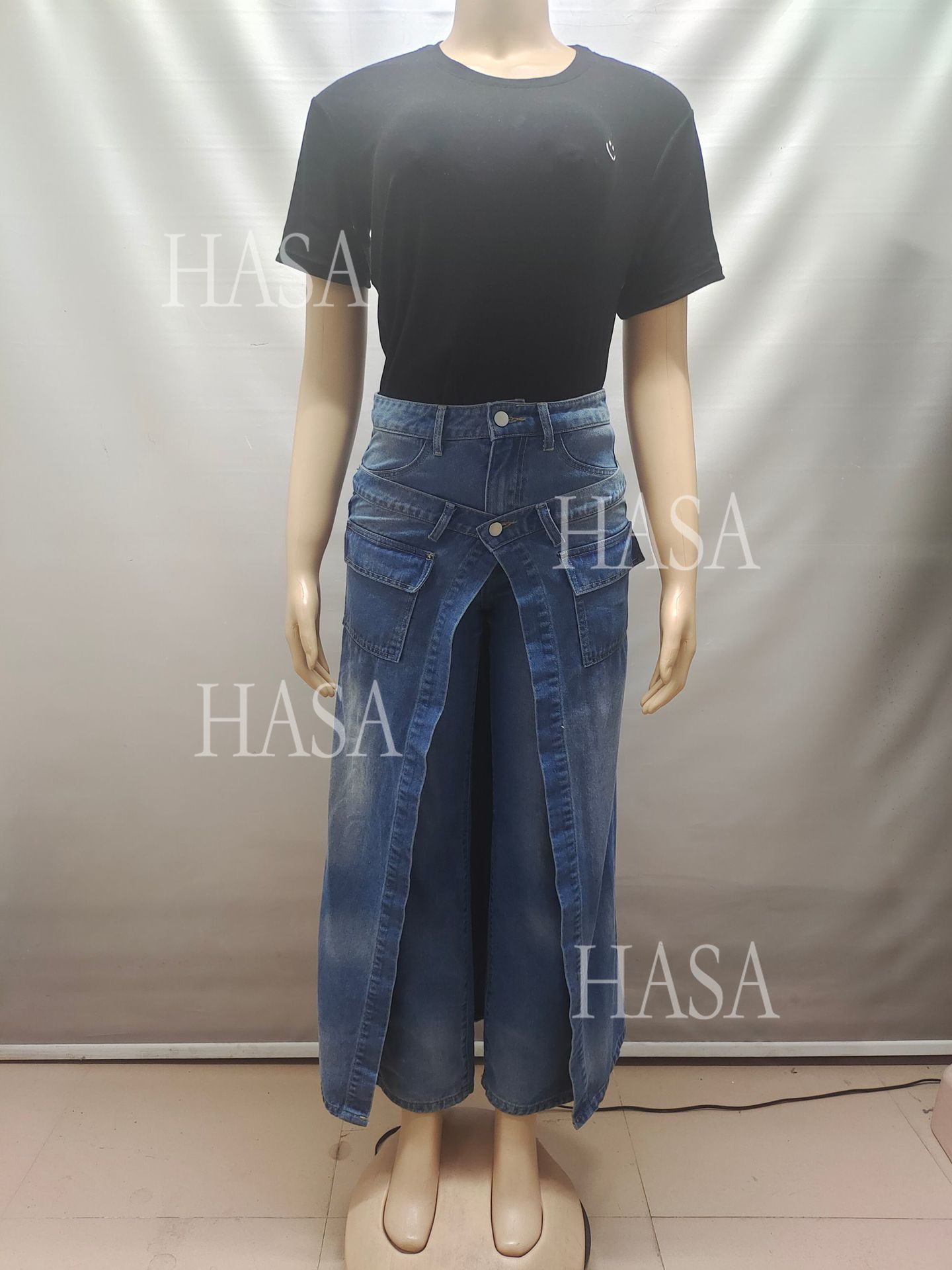 HASA HS6777 Trendy Denim Skirt Pants