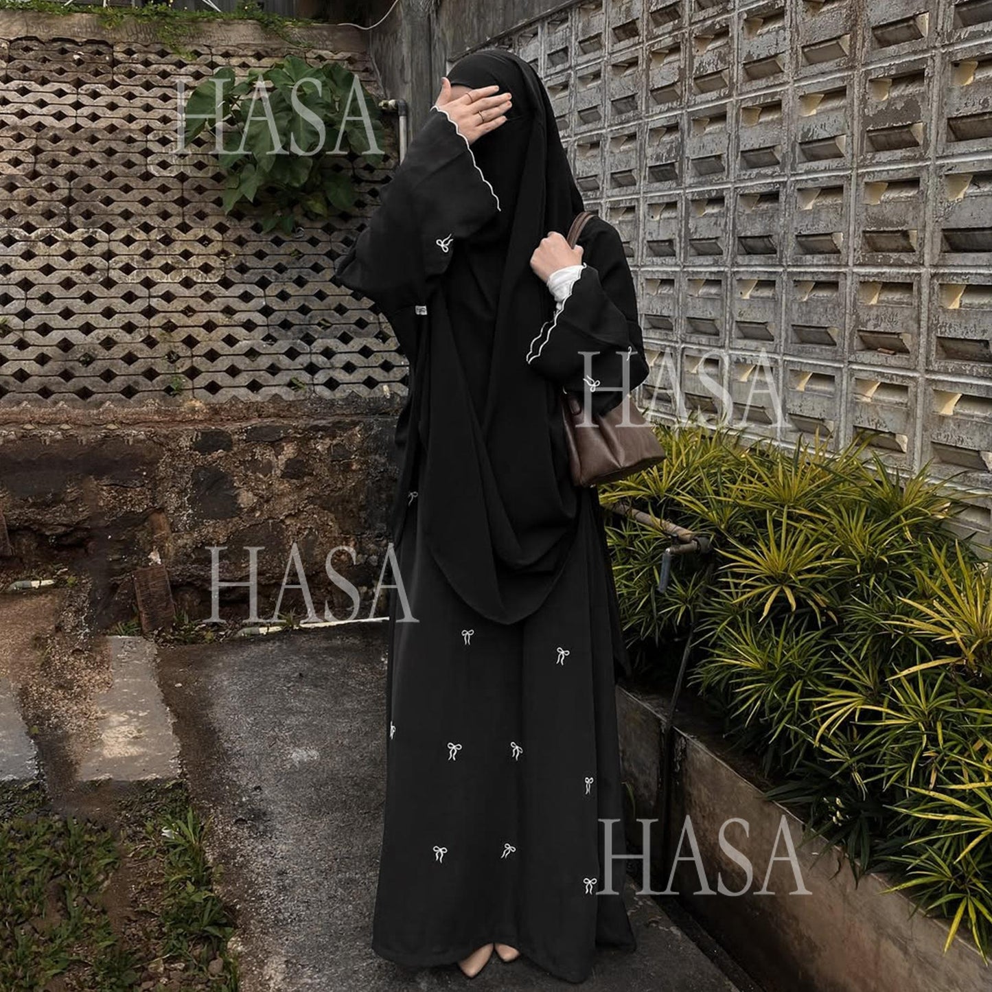 HS6558 Bow Embroidered Long Sleeve Dress - Swing Fashion Style