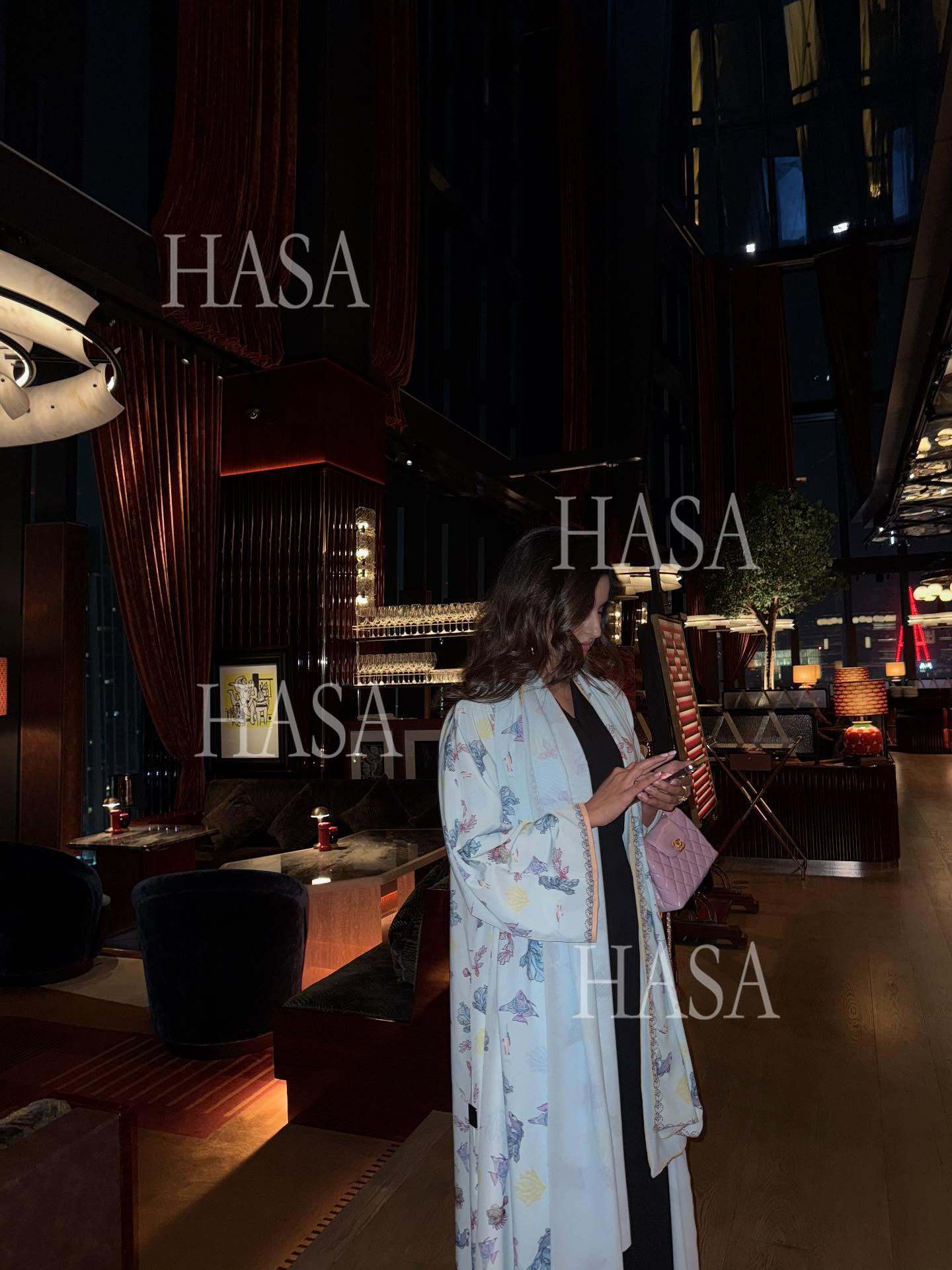 HASA HS6808 Modest Floral Maxi Abaya Cardigan