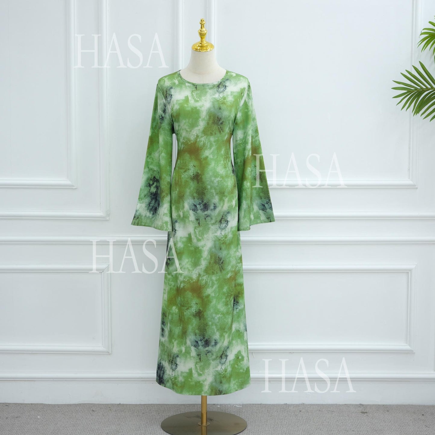 HS6550 Elegant Printed Abaya with Long Sleeves