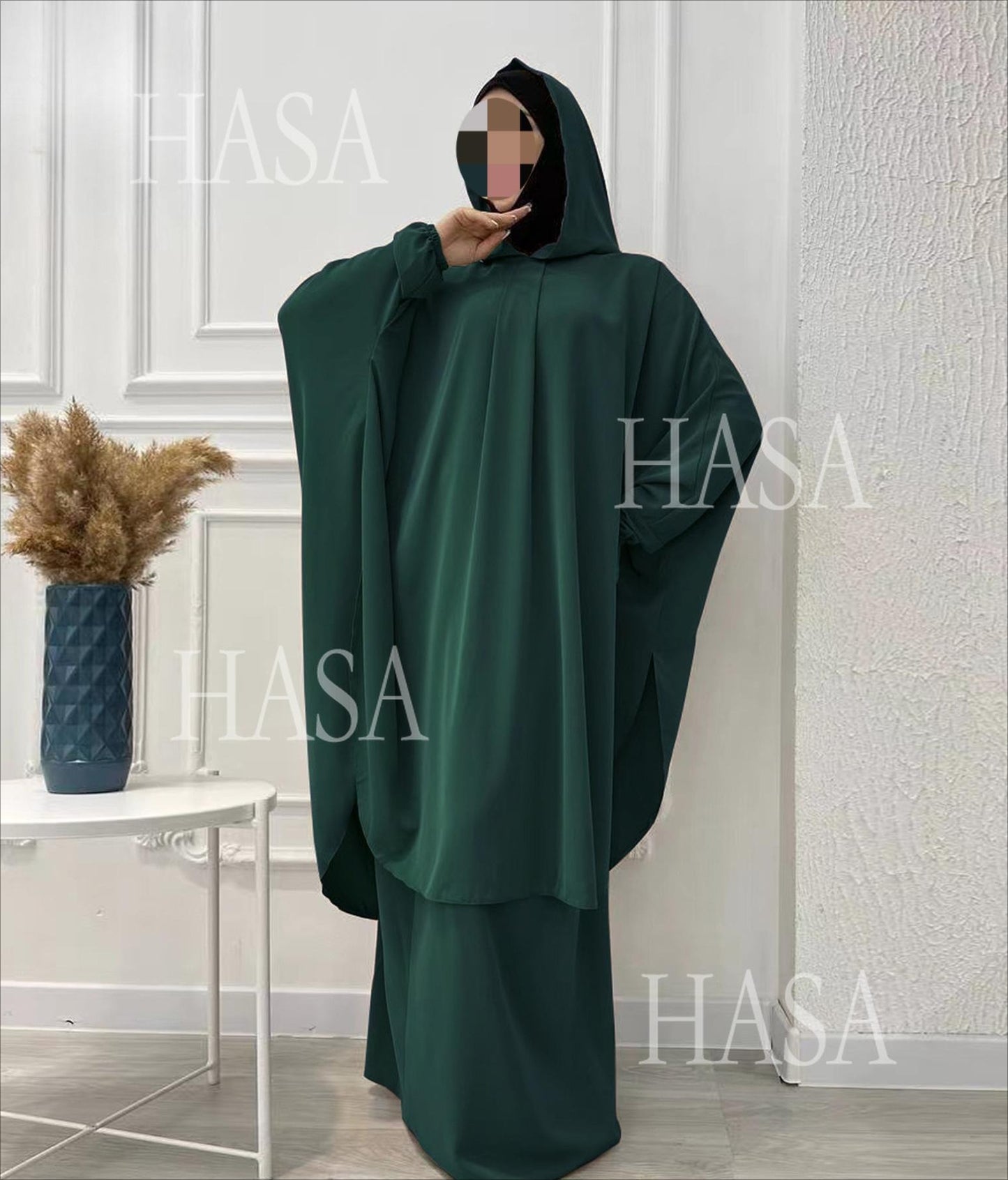 HS6583 Solid Color Long Robe Dress with Wide Swing Design