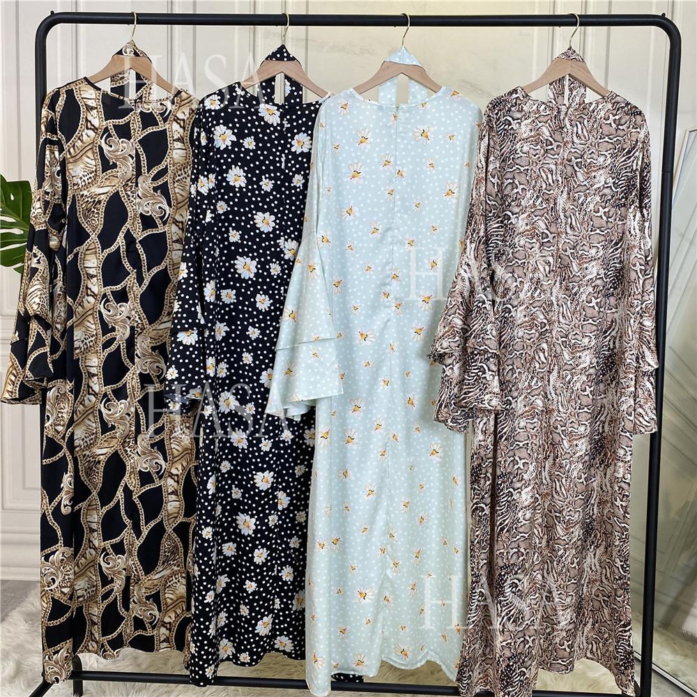 HS6590 Fashionable Printed Loose-fitting Dress with Lace-up Design and Wide Swing