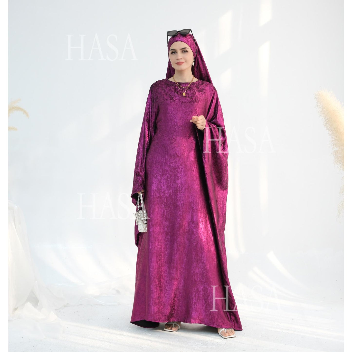 HS5879 Light-sensing Two-piece Dress | with Headscarf Design, The Overall Matching Is More Worry-free