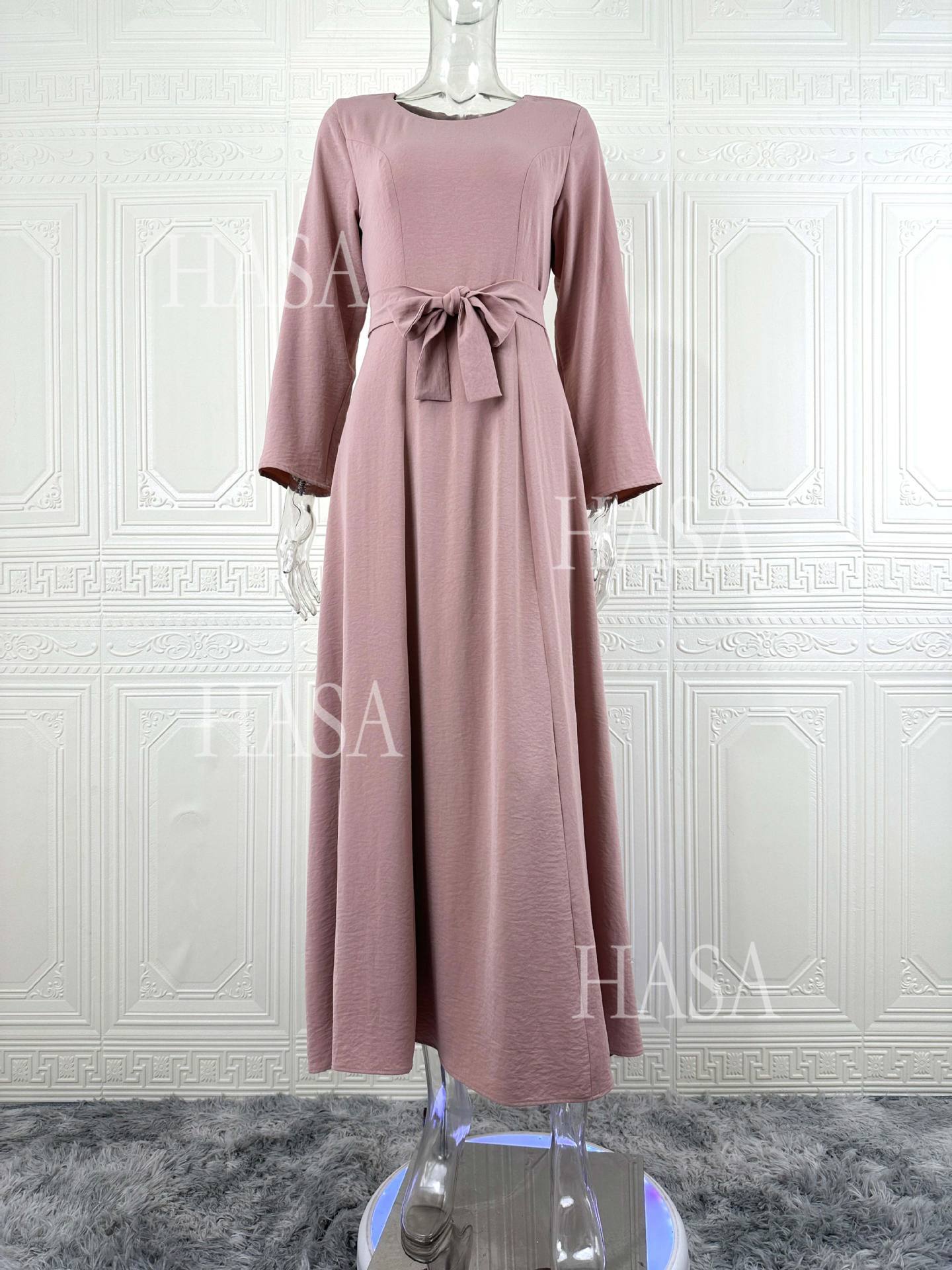HASA HS6764 Elegant Waist Tie Formal Maxi Dress