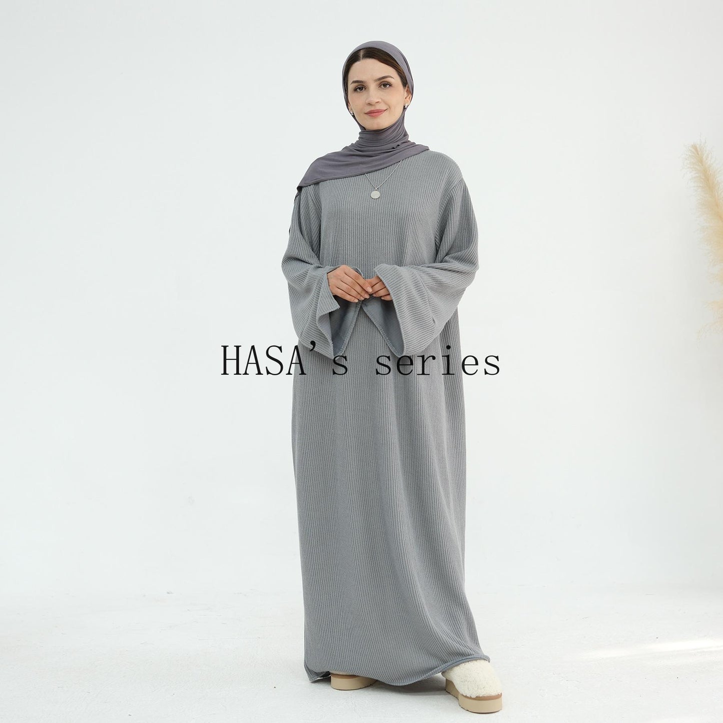 HS5440 Large Sleeve Thick Knitted Sweater Dress - Loose and Elegant Long Dress party  wear red dress thick  thigh 2  part bow  outfits