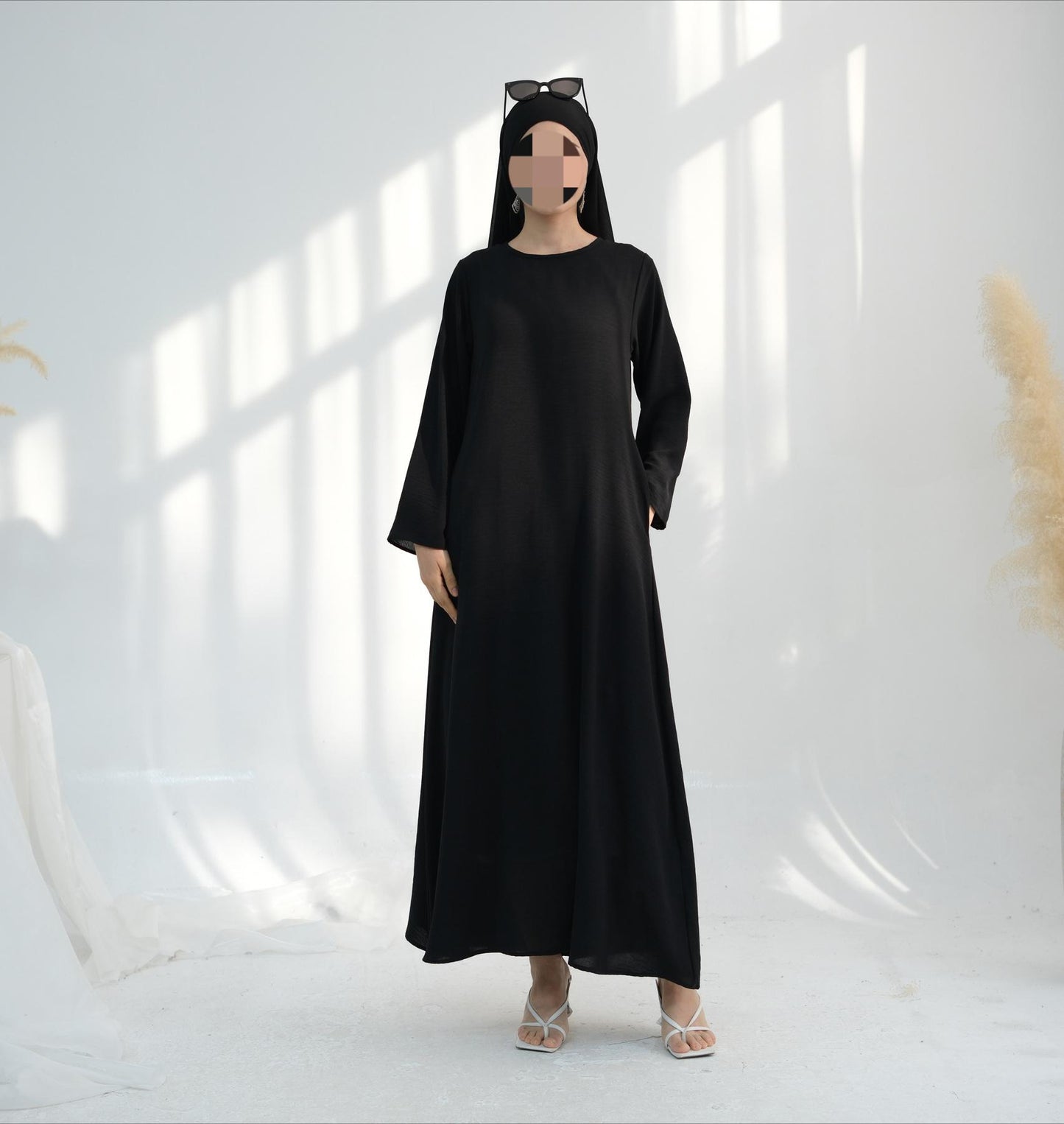 HS6513 Double-layered sleeve chiffon cardigan two-piece robe abaya (headscarf not included)