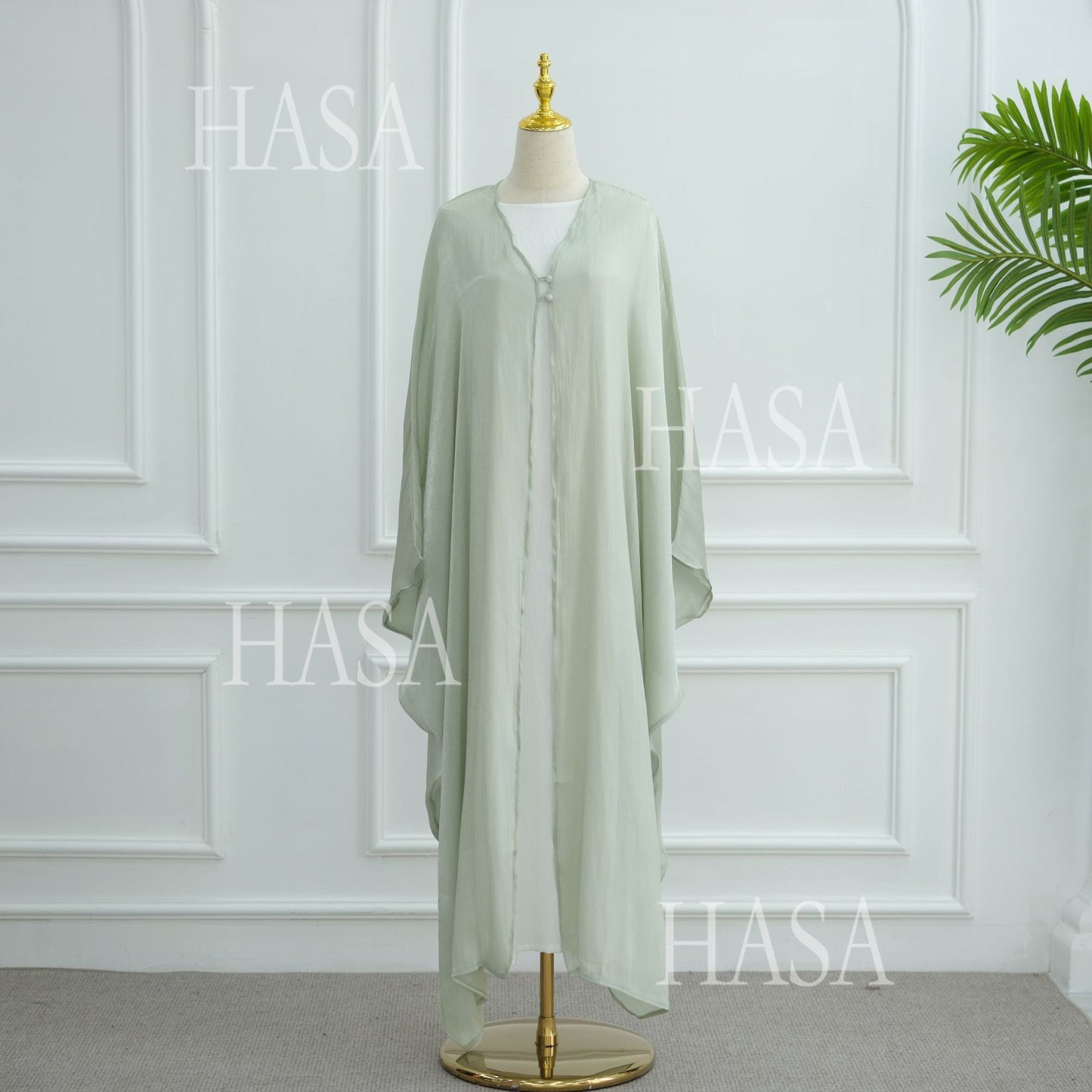 HS6534 Elegant Island Wrinkle Texture Solid Color Cardigan Robe