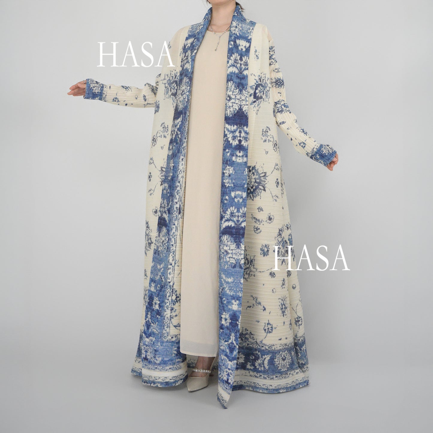 HASA Inclusive Sizing Crinkle Pleated Georgette Ramadan Stretchy Abaya-1