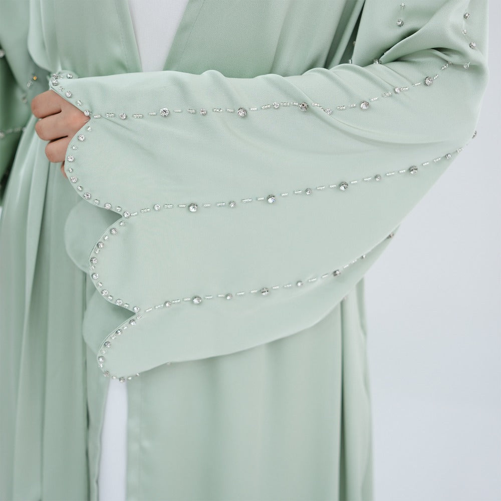 HS6602 Fully hand-beaded long cardigan jacket (headscarf not included)