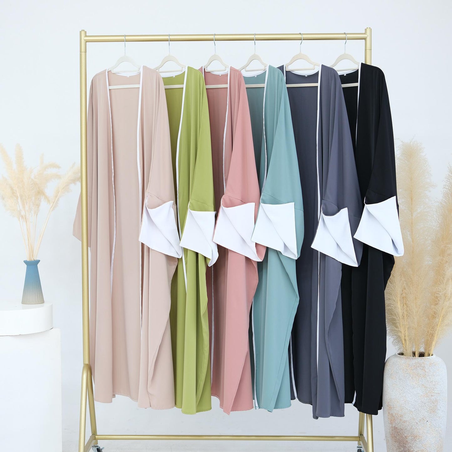 HS5877 The Loose-fitting Robe Has A Lightweight Silhouette That Is Perfect for Any Occasion open abaya outfit