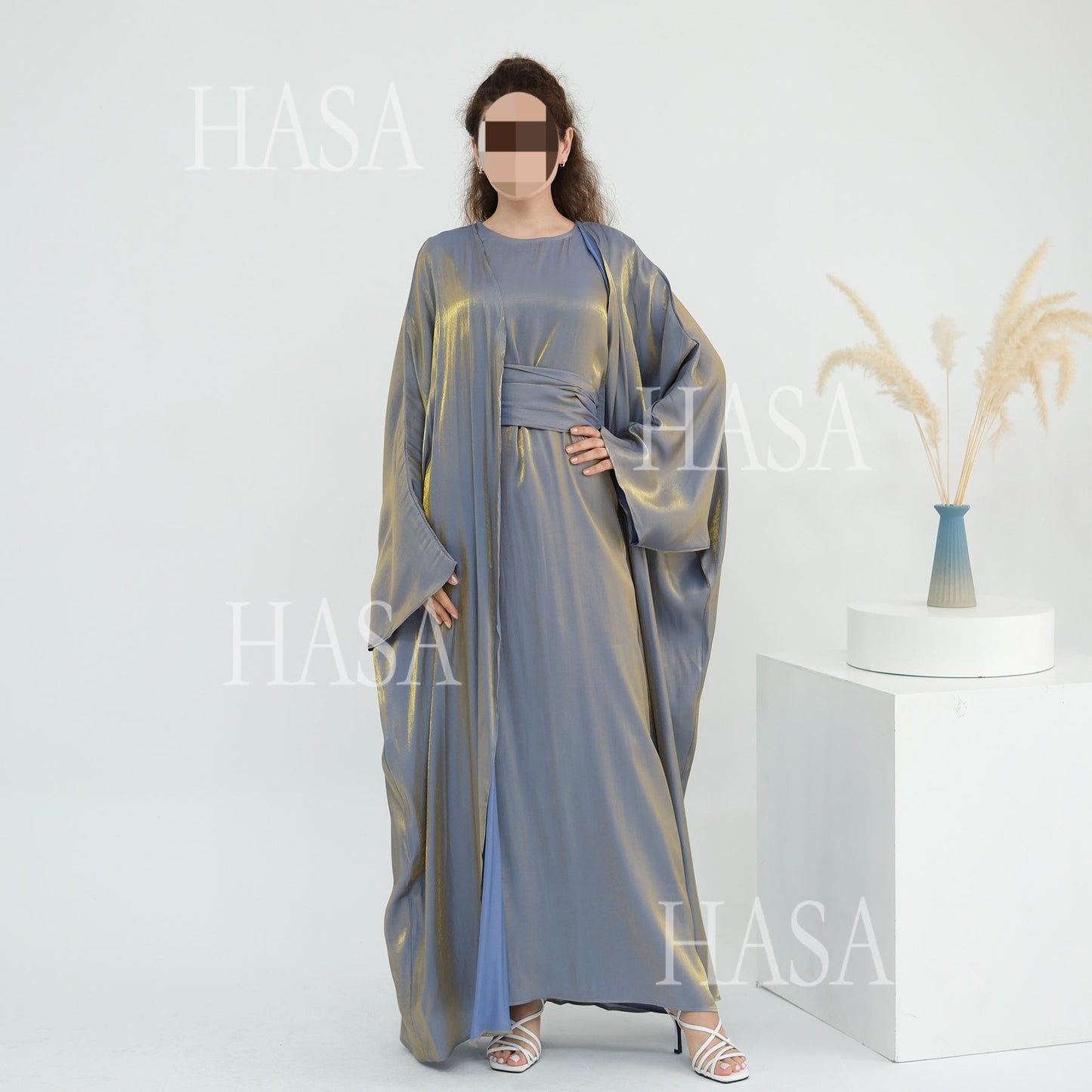 HS6530 Solid color simple two-piece long skirt suit