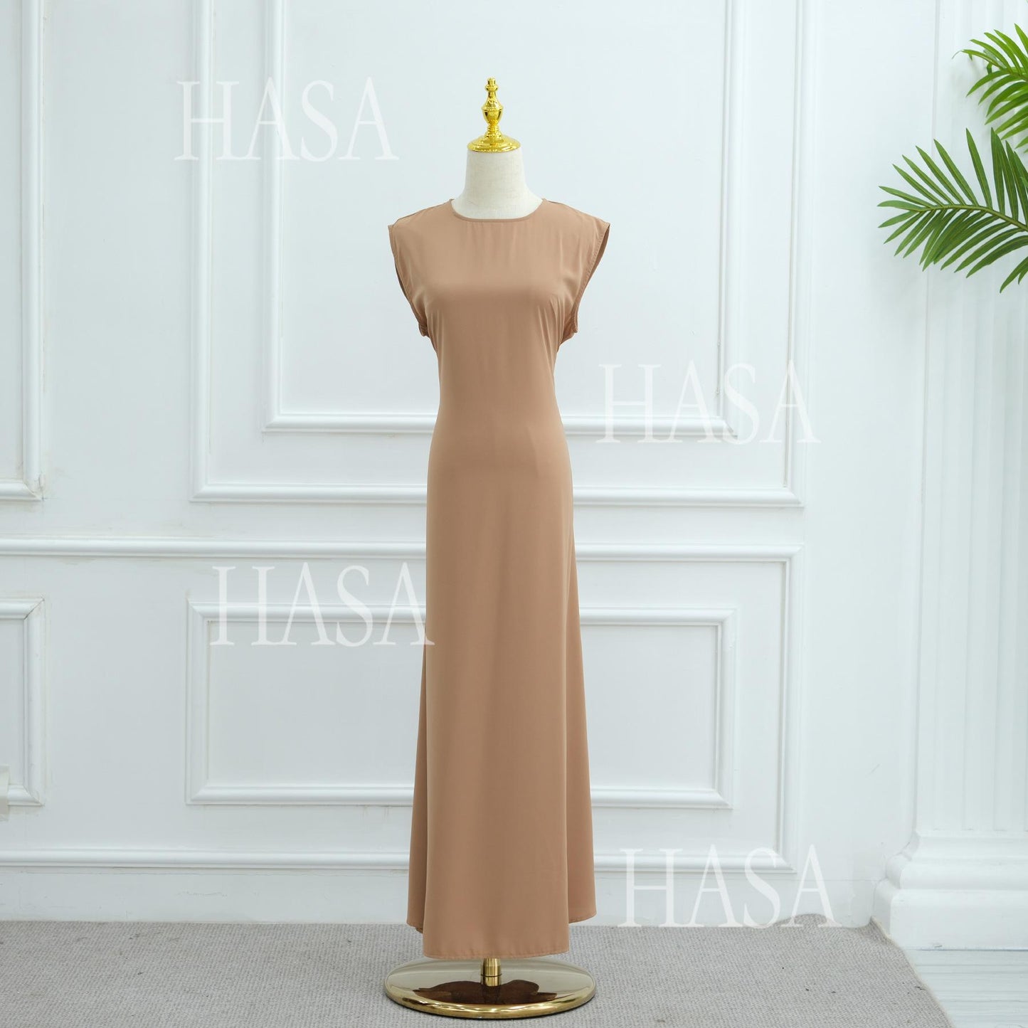 HS6470 Sleeveless Long Dress with Adjustable Back Lacing