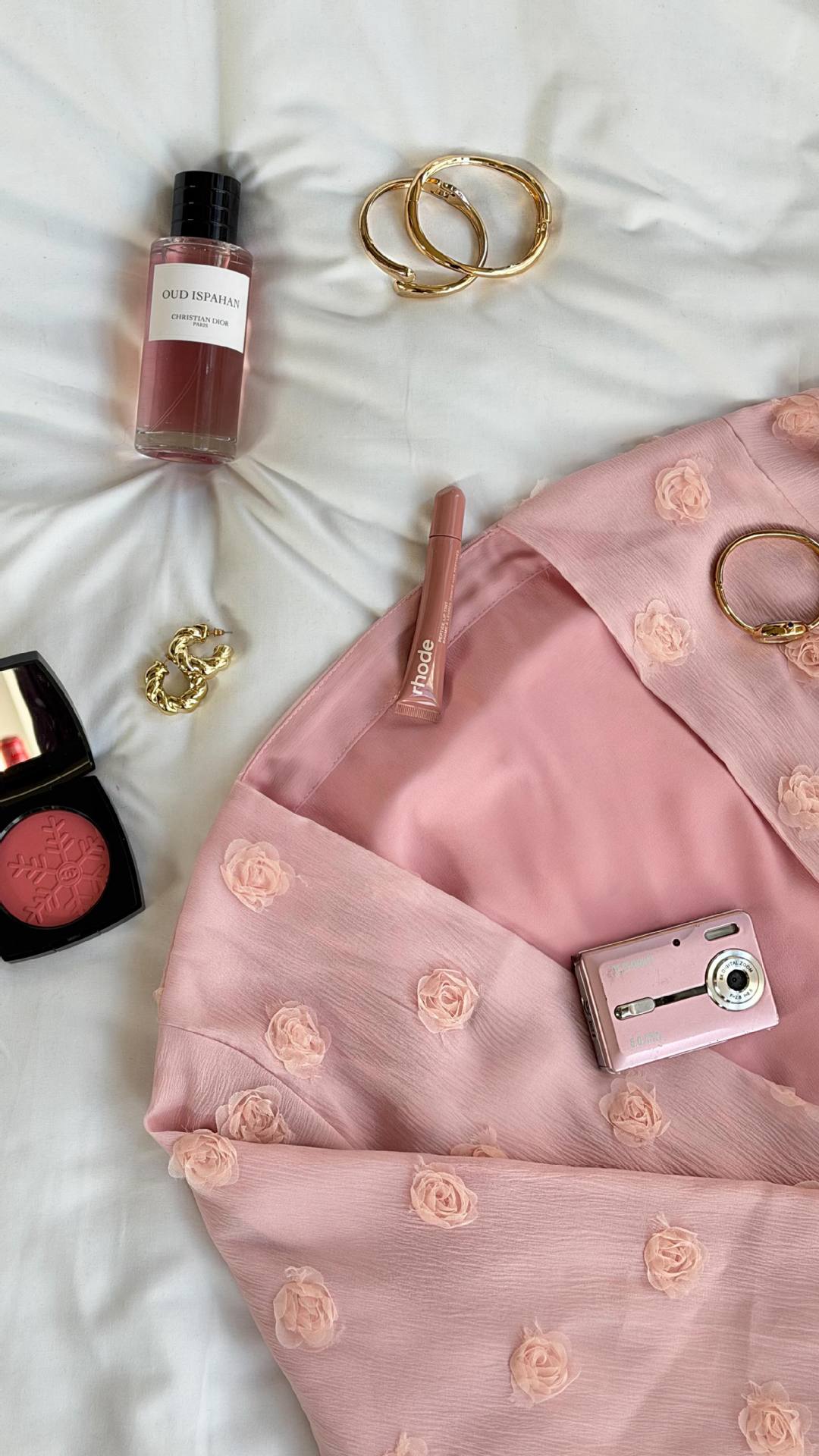 HASA HS6782 Graceful Floral Pink Abaya with Matching Scarf