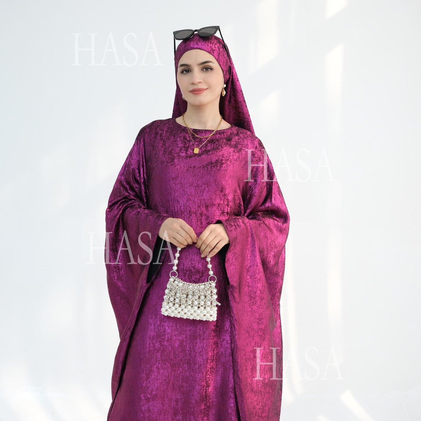 HS5879 Light-sensing Two-piece Dress | with Headscarf Design, The Overall Matching Is More Worry-free