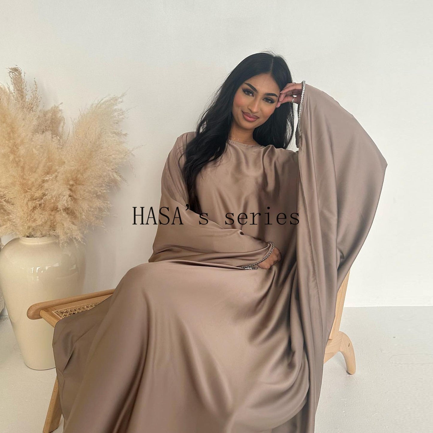 HS4841 A Minimalist, Beaded, Matte Satin Long Dress with A Subtle and Elegant Design.