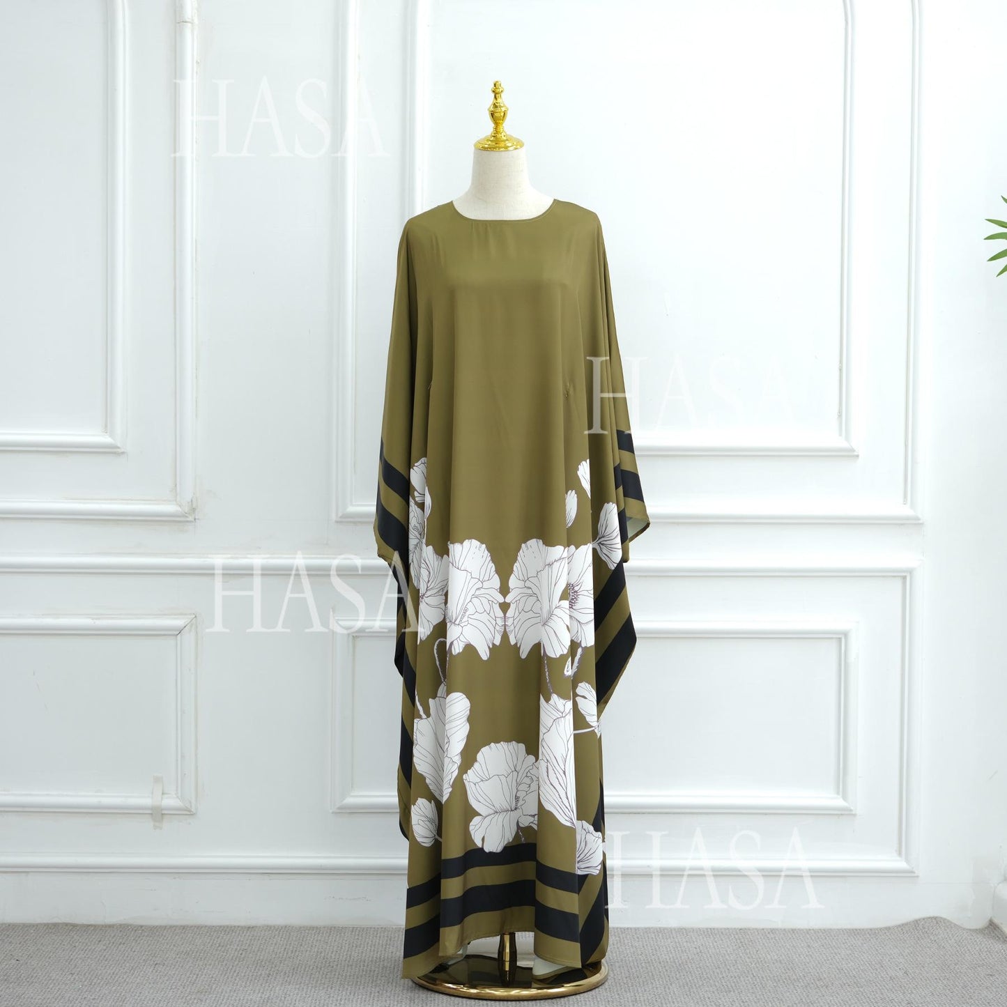 HS6556 Colorblock Print Cardigan Robe Dress
