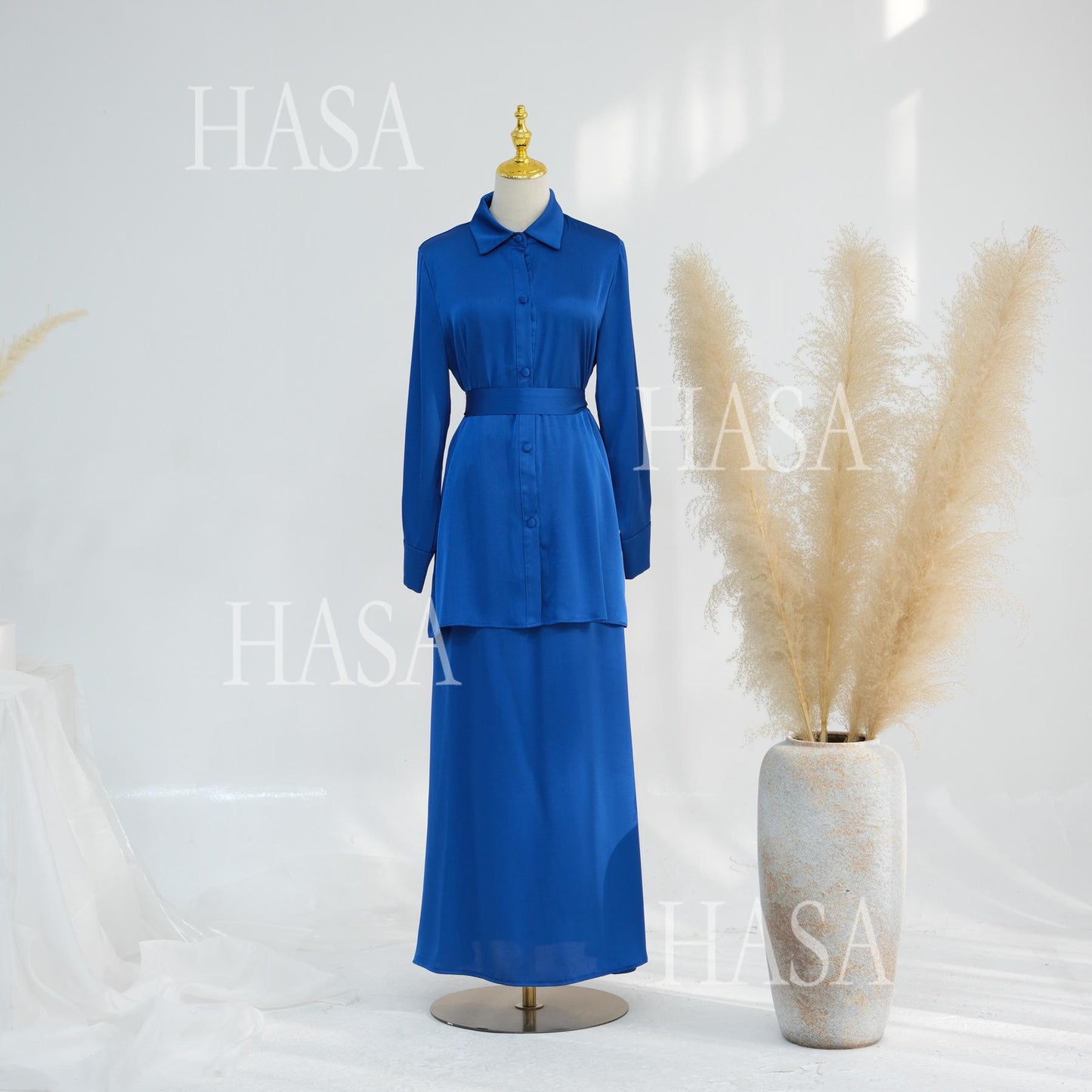 HS5874 Gentle Lace-up Two-piece Suit, Simple Texture, First Choice for Daily Wear abaya girl