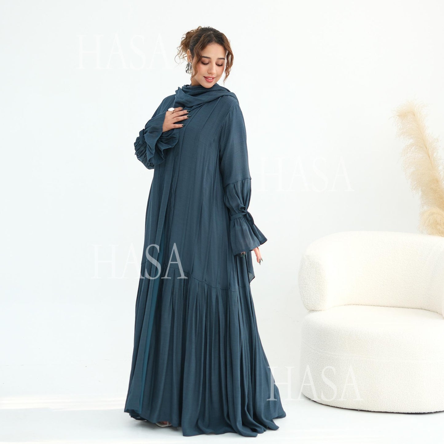 HASA HS6802 Flowy Abaya and Hijab Set You Will Love