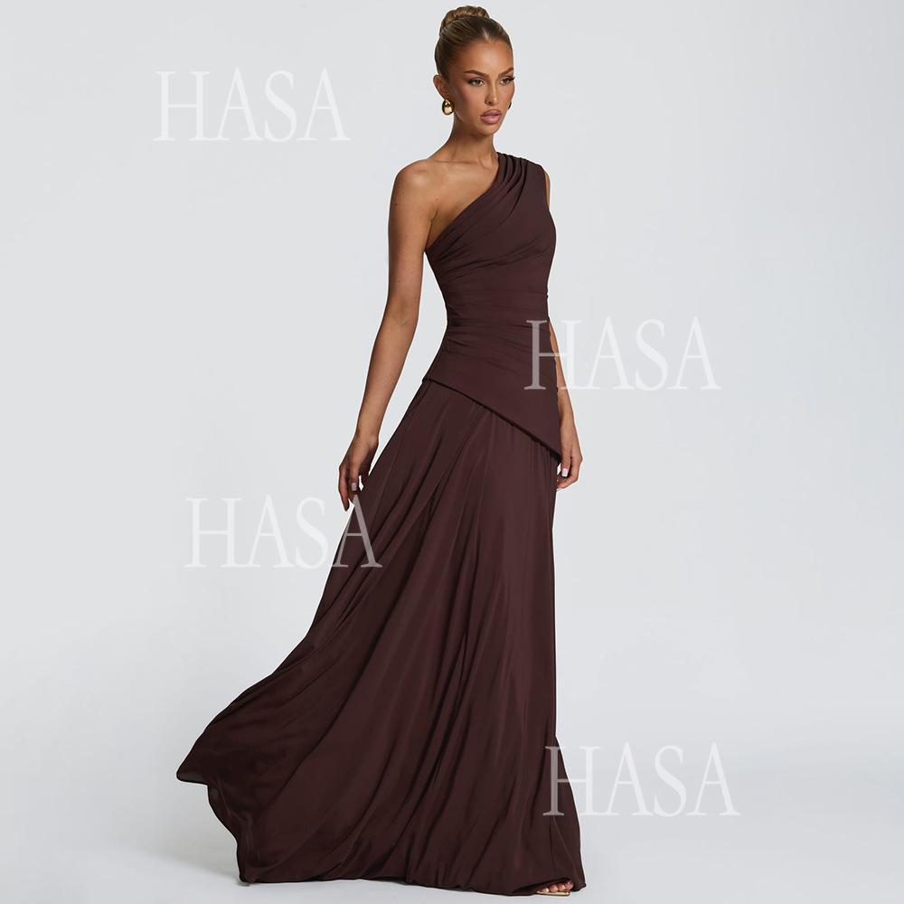 HASA HS6765 Elegant Sculpted Fit Maxi Dress