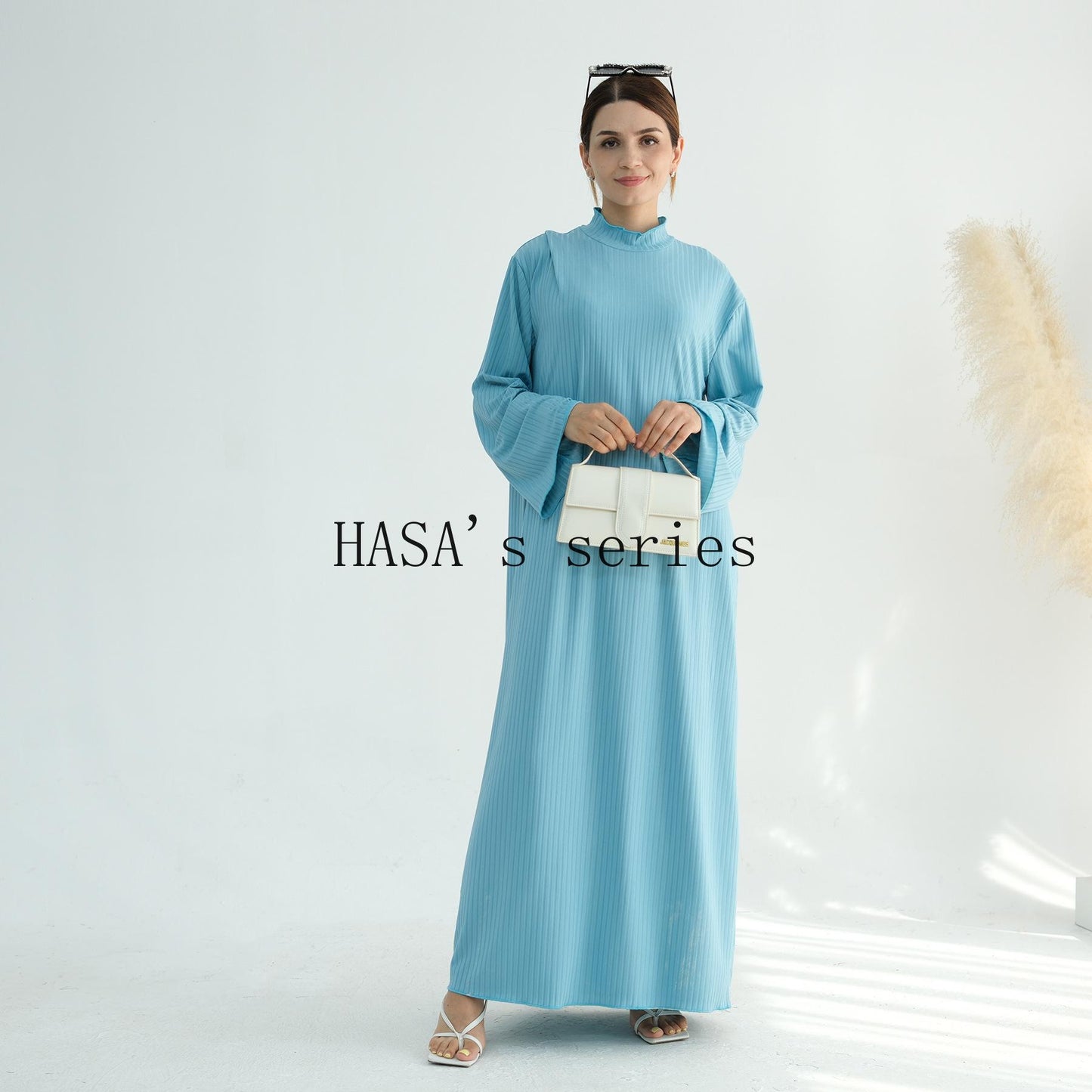 HS5509 Beautiful Stand Collar Dress Robe - Lightweight multi-color design, comfortable and stylish party  wear red dress thick  thigh 2  part bow  outfits