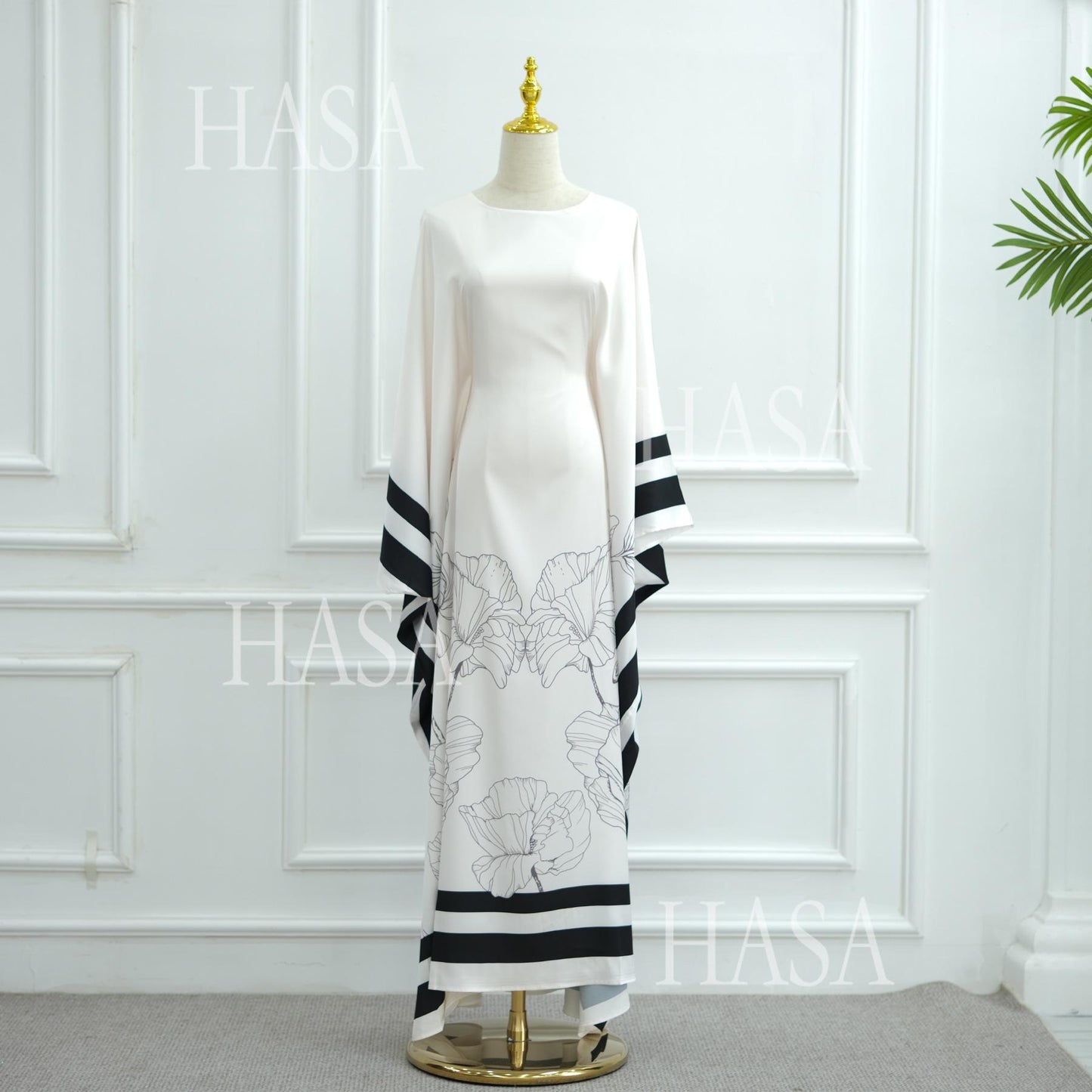 HS6556 Colorblock Print Cardigan Robe Dress