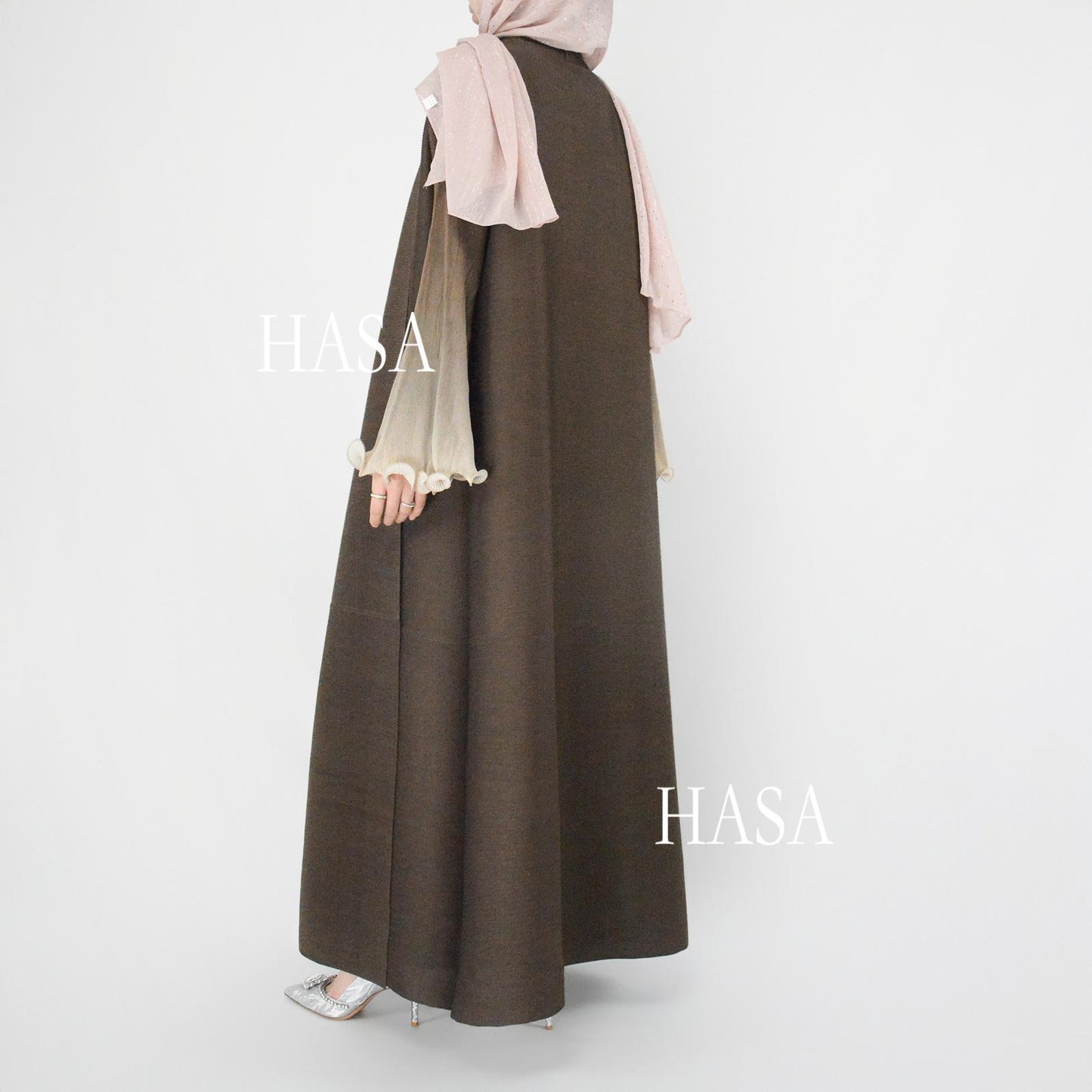HASA's series HS6360 Summer Ombré Gradient Abaya with Pleats and Fluted Bell Cuffs
