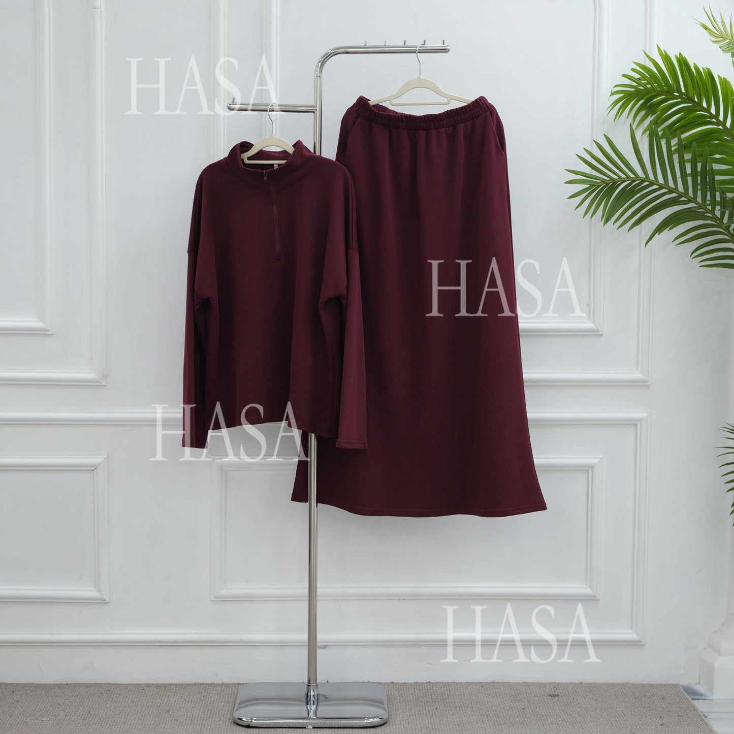 HASA HS6783 Cool Streetwear Maxi Skirt and Loose Top Set