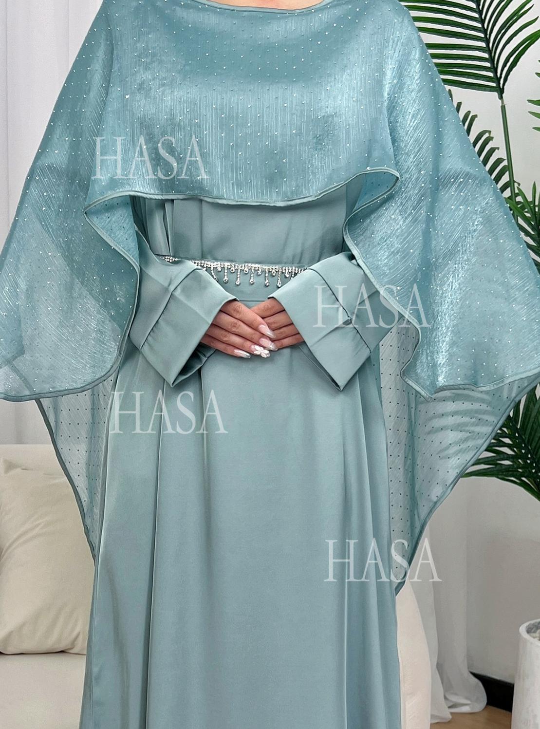 HASA's Series HS6573 Abaya Elegant Cape-style Long Dress