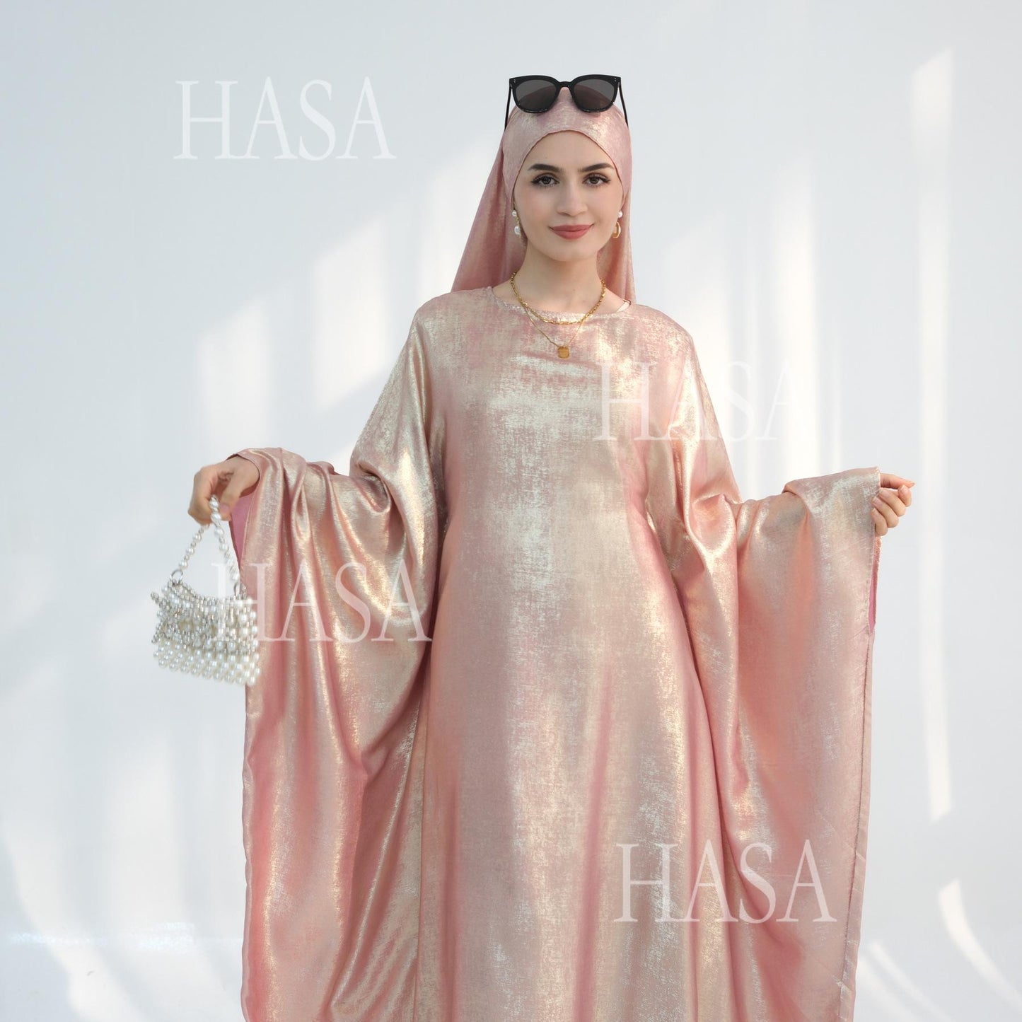 HS5879 Light-sensing Two-piece Dress | with Headscarf Design, The Overall Matching Is More Worry-free