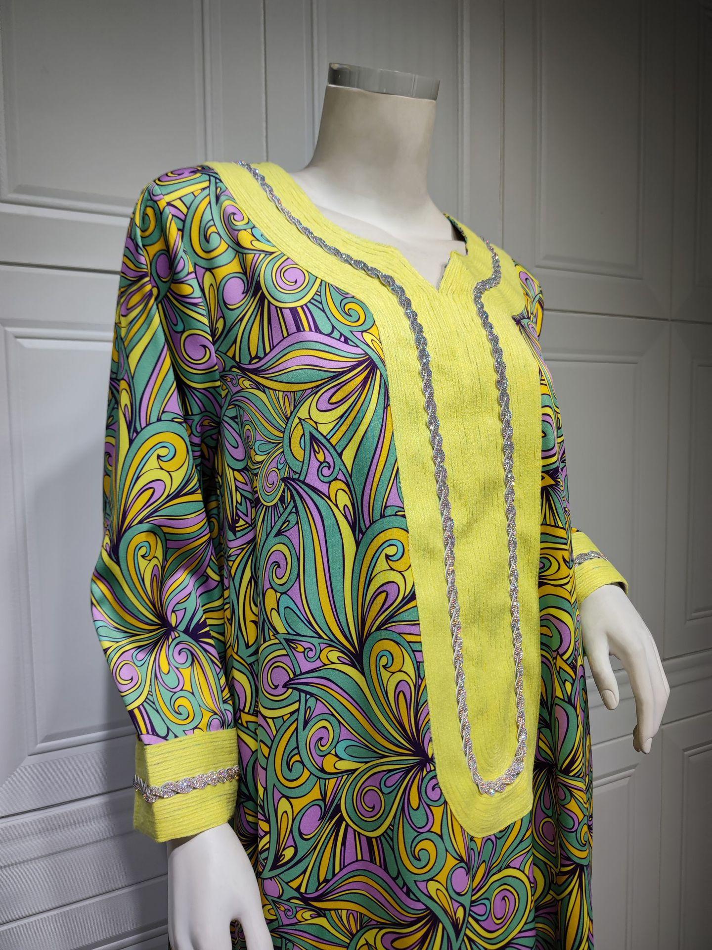Robe musulmane brodée à diamants chauds HASASERIES HS1074