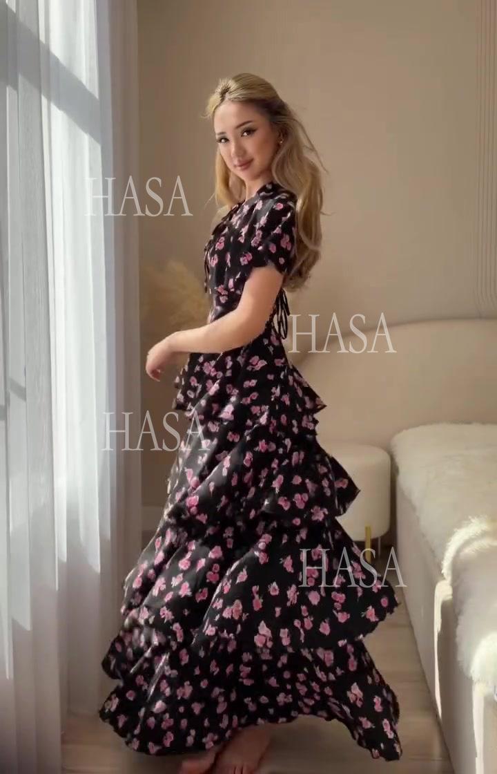 HASA HS6800 Dreamy Ruffle Maxi Dress for Special Days
