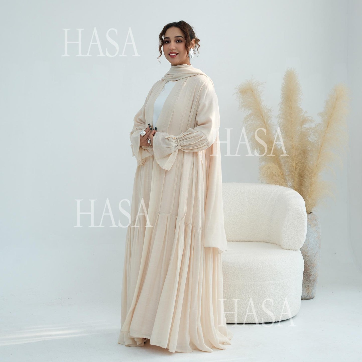 HASA HS6802 Flowy Abaya and Hijab Set You Will Love