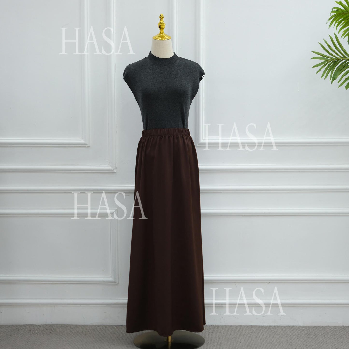 HASA HS6784 Soft Luxury Asymmetric Modest Top with Lace Detail