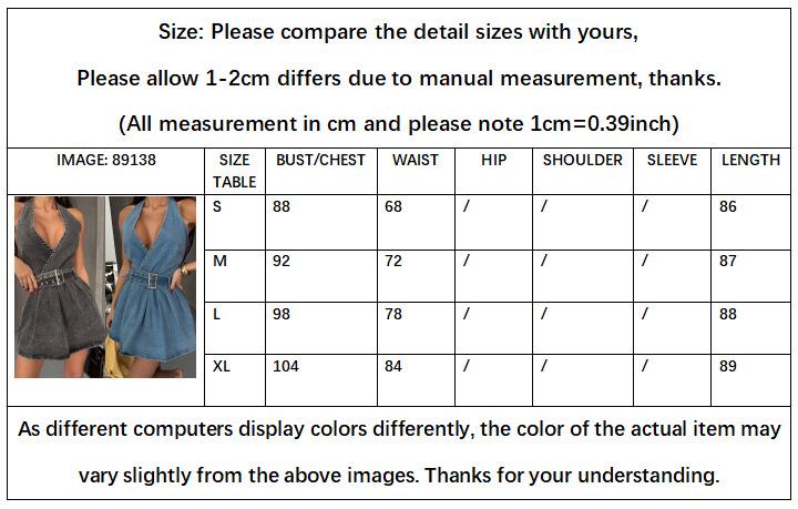 HASA HS6792 Chic Flared Denim Mini Dress with Wide Waist Belt